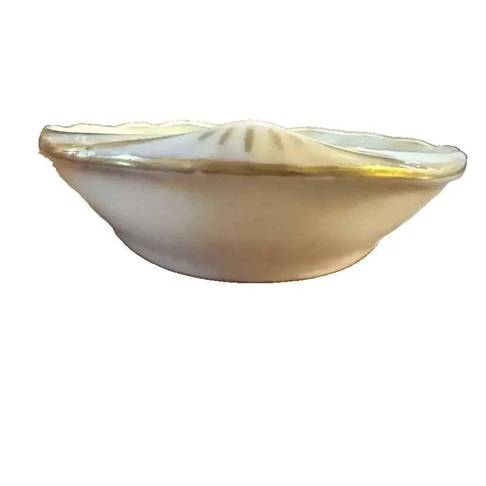 Vintage 1927 E.M. Hand-Painted Porcelain Trinket Dish Forget-Me-Nots Gold Trim